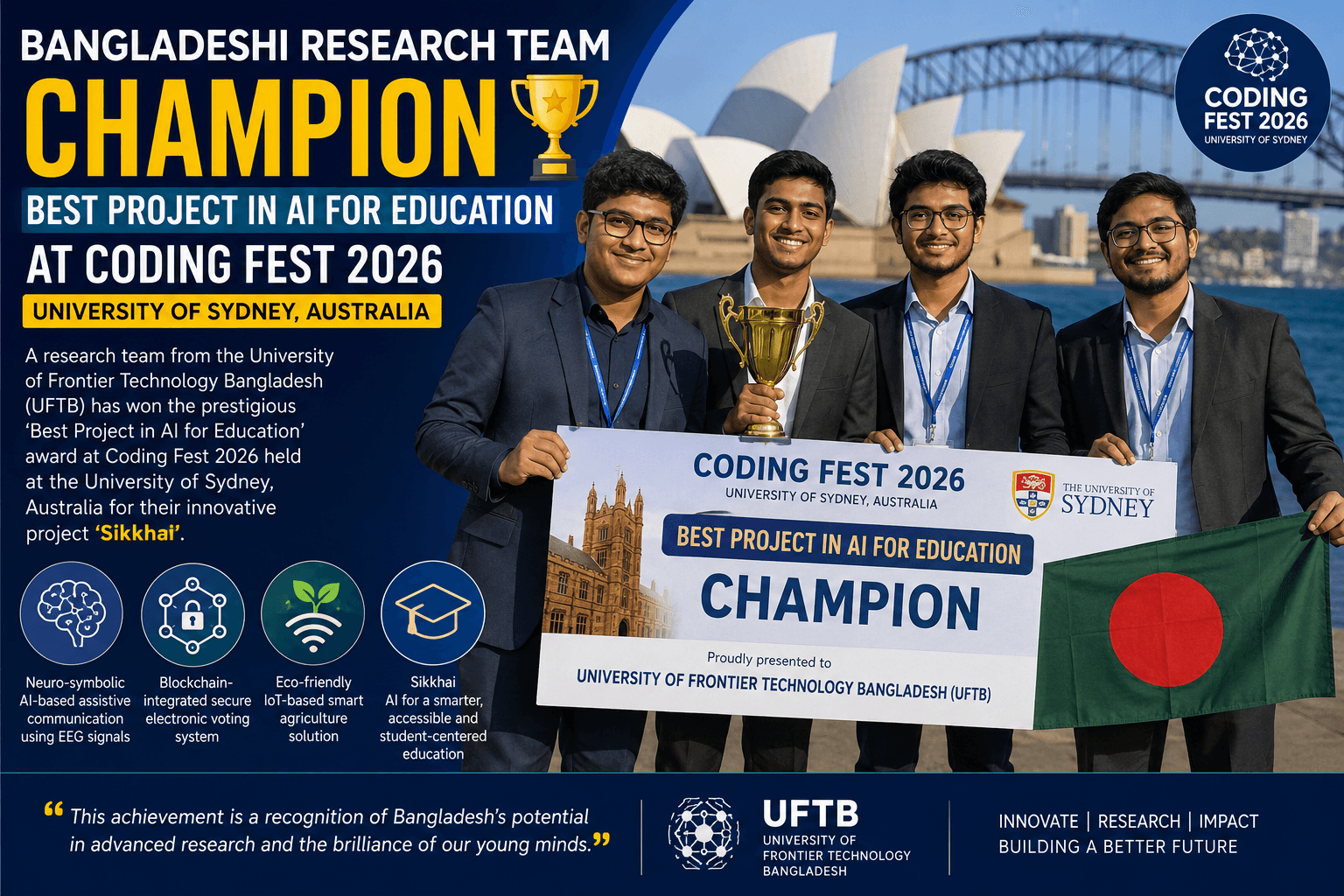 Bangladeshi Research Team Wins Best Project in AI for Education at Coding Fest 2026 in Australia